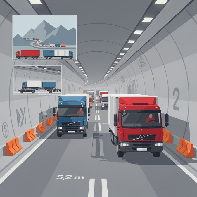 Gotthard Road Tunnel lane‐width restriction extended, heightening summer freight bottlenecks