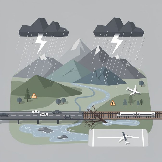 Orange Thunderstorm Alert Issued for Western Tyrol: Officials Warn of Potential Rail, Road and Flight Disruptions