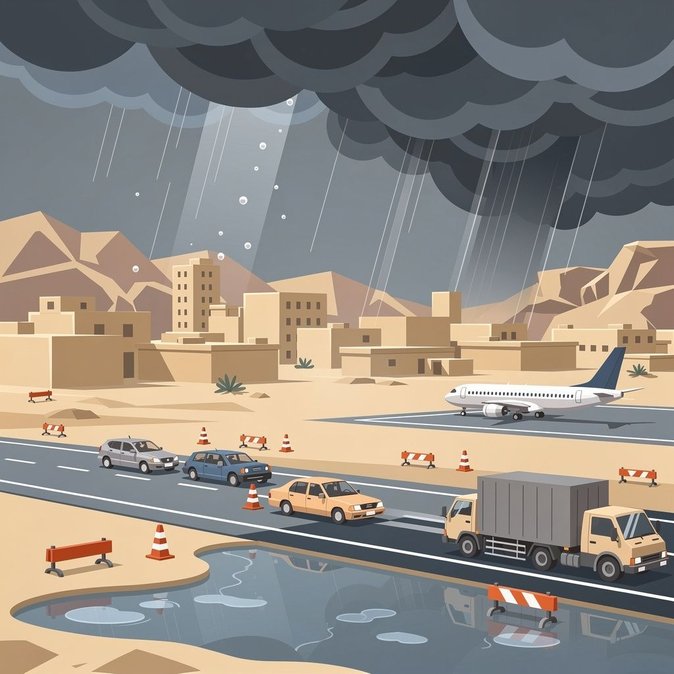أمطار غزيرة وبرد تحذر من مخاطر السفر في الإمارات الشرقية