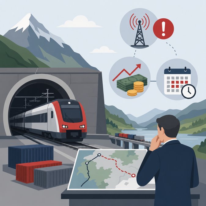 Gotthard Base Tunnel overhaul faces fresh cost overruns, raising travel-reliability concerns