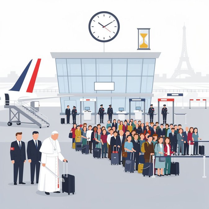 Pope Léon XIV lands in Paris; France activates maximum security and temporary border checks