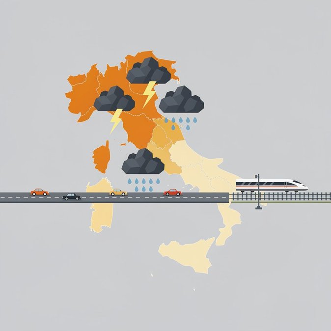 Civil Protection issues orange weather alerts across northern Italy, urges travellers to limit movements