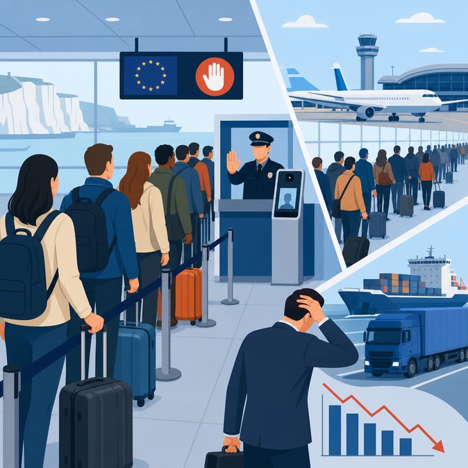 Le secteur du voyage britannique demande un report des contrôles biométriques aux frontières de l’UE alors que les files d’attente à Douvres s’allongent