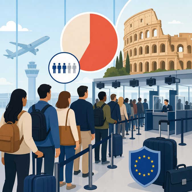 Poll Shows 59 % of UK Travellers Fear Three-Hour Queues at Italian Airports Under New EU Entry/Exit System
