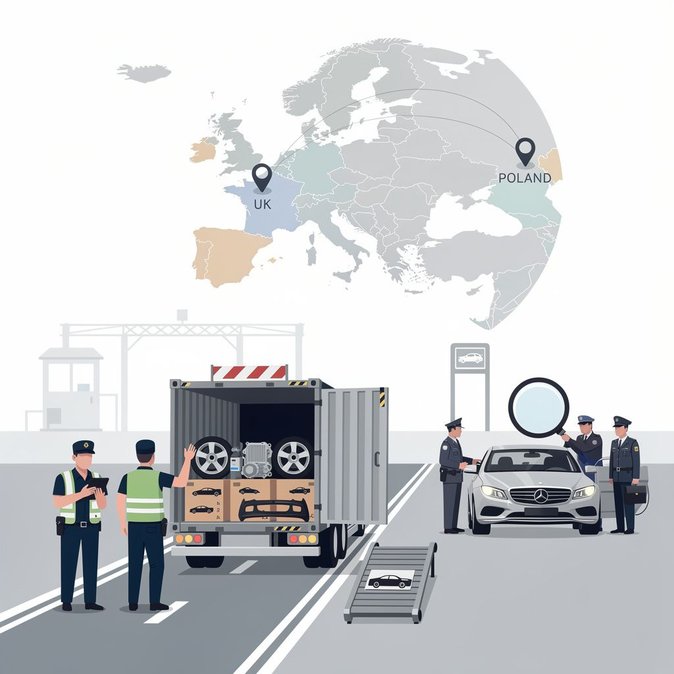 Border guards foil smuggling of stolen car parts; €45k Mercedes traced to Italy