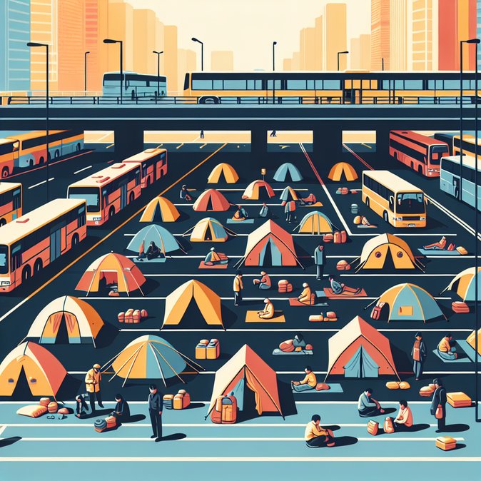Domestic helpers pitch tents at bus termini after parks clampdown highlights shortage of rest spaces