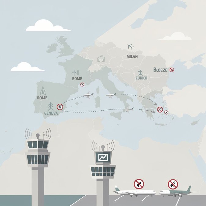 Italian air-traffic-control strike today disrupts flights to and from Zurich and Geneva
