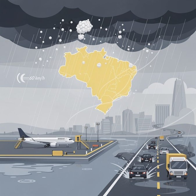 Alerte météo sévère pour 153 villes du Minas Gerais menace les opérations routières et aériennes
