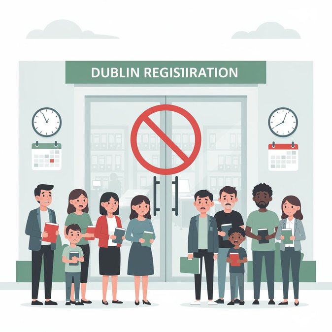 Burgh Quay Registration Office closed on 14 October amid strike, forcing immigrants to reschedule GNIB appointments