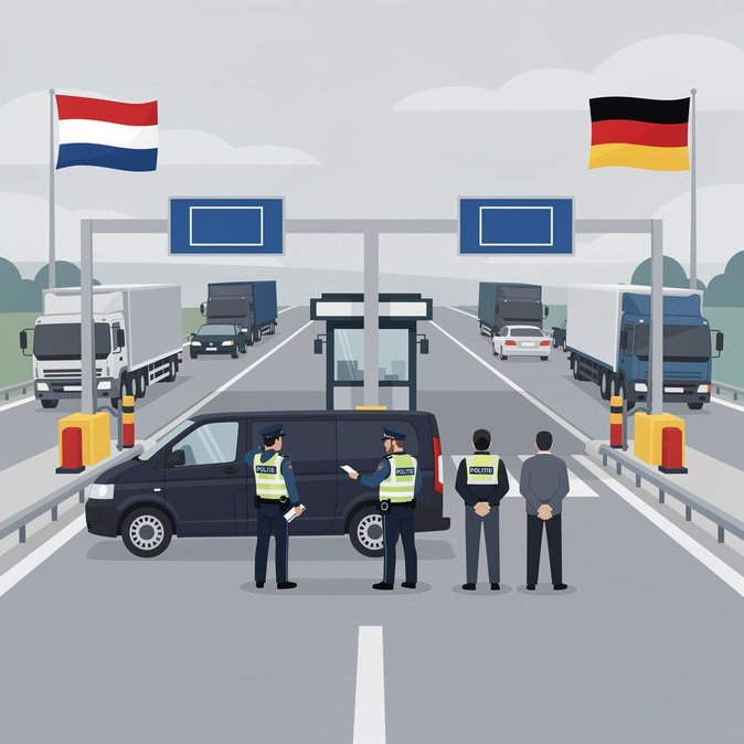 Border checks at Dutch–German crossing yield two arrests under re-introduced controls