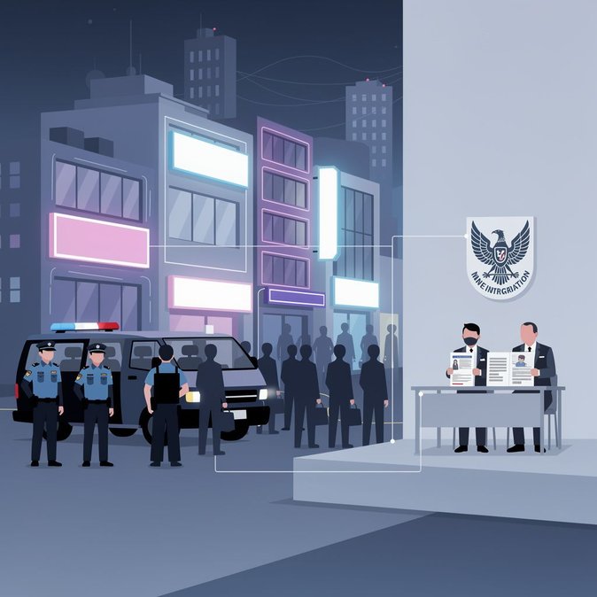 Policía e Inmigración desmantelan red que operaba clubes nocturnos ilegales; 65 detenidos y descubren violaciones de visados