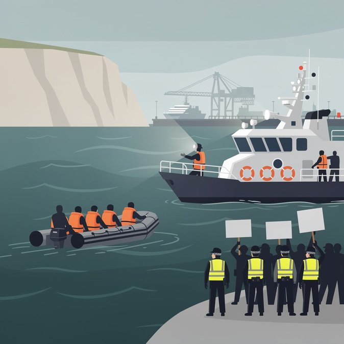 Two die in Channel crossing as anti-migrant protest turns violent in Gosport