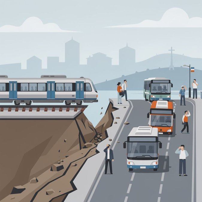 Landslide halts Rome–Nettuno commuter rail, buses replace trains until further notice