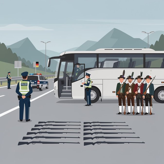 Contrôle aux Frontières : La police allemande saisit 34 fusils dans un bus de tireurs tyroliens à Bad Reichenhall