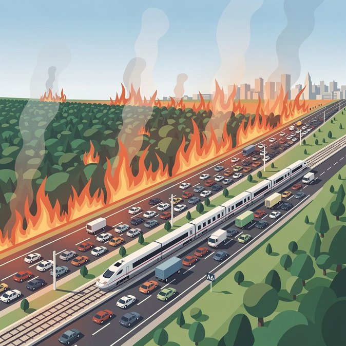 Incendio en Fontainebleau cierra la autopista A6 y la línea TGV París-Lyon, dejando atrapados a los viajeros de vacaciones