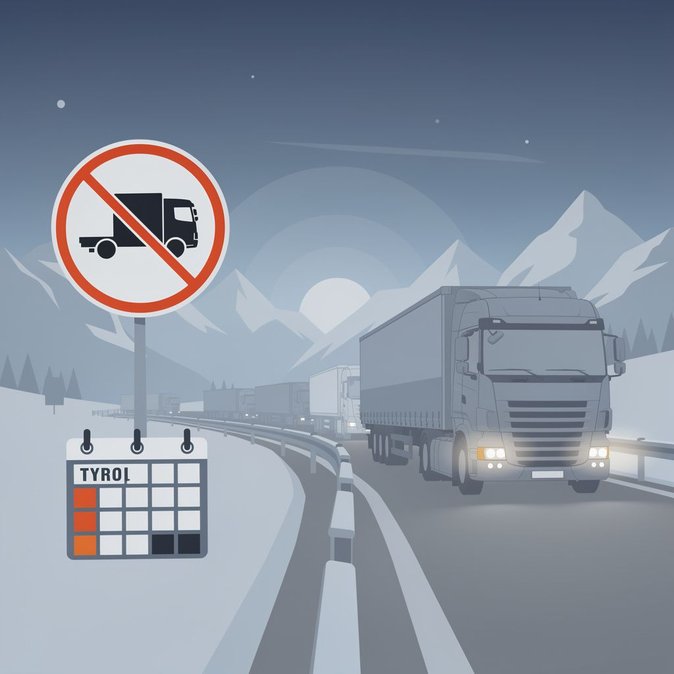 Truck night-ban and dosing calendar updated for Tyrol as Winter 2026 rules take effect