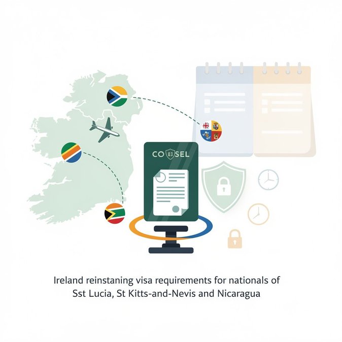 Irlanda Restablece Requisitos de Visa para Santa Lucía, San Cristóbal y Nieves y Nicaragua