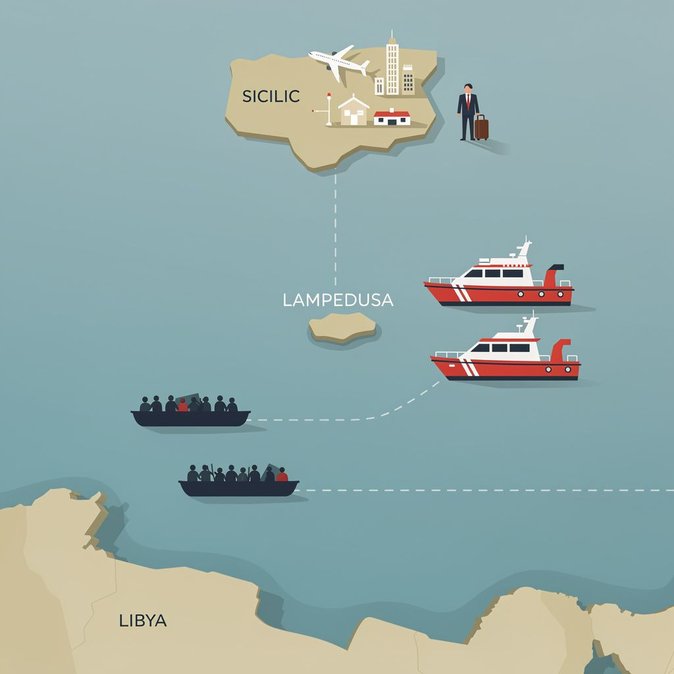 Vingt-six migrants débarquent à Lampedusa après une double opération de sauvetage