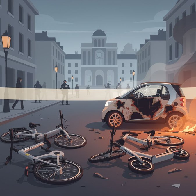 Shared-mobility firms count €80k in damage after bikes and e-scooters torched during Brussels riots