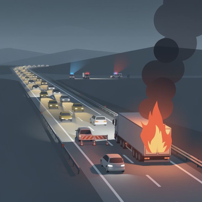 Incendio de camión provoca cola de 4 km en el corredor A1 Milán–Nápoles cerca de Caserta