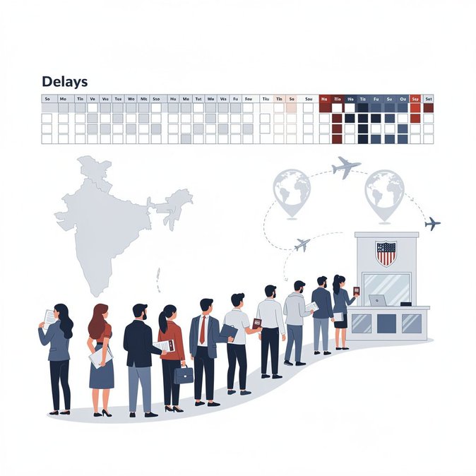 Real-time data show US visa interview slots in India pushed into mid-2027 for many categories