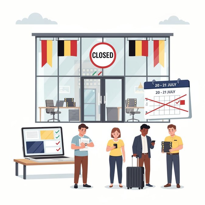 Brussels’ Brucity and liaison offices closed 20–21 July, delaying local immigration and residence services