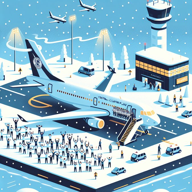 Charter flight with Valladolid football fans lands safely in snow-covered Villanubla