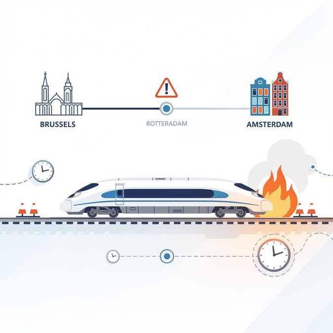 Eurostar advierte de retrasos prolongados en los servicios entre Bélgica y Países Bajos tras incendio en las vías de Róterdam