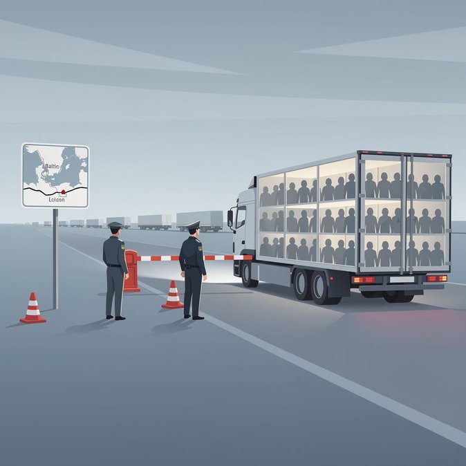 Polish Border Guard stops truck carrying 54 migrants at Budzisko crossing