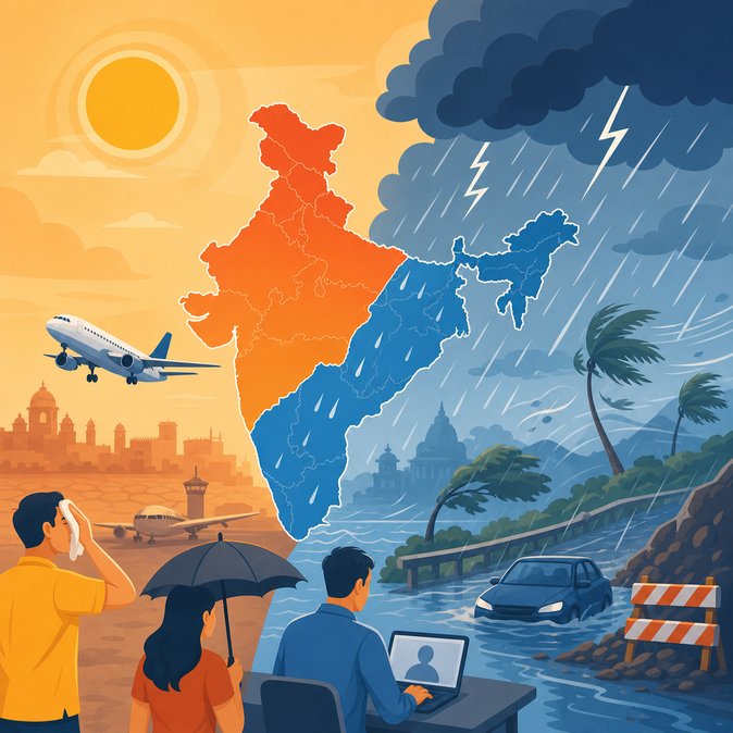 IMD Weather Advisory Warns Travellers: Heavy Rains in South, Severe Heatwave in North India