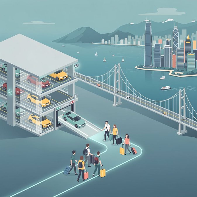 L'aéroport international de Hong Kong lance le service « Park & Visit » permettant aux conducteurs de la Grande Baie de se garer au poste-frontière du pont et de visiter Hong Kong.
