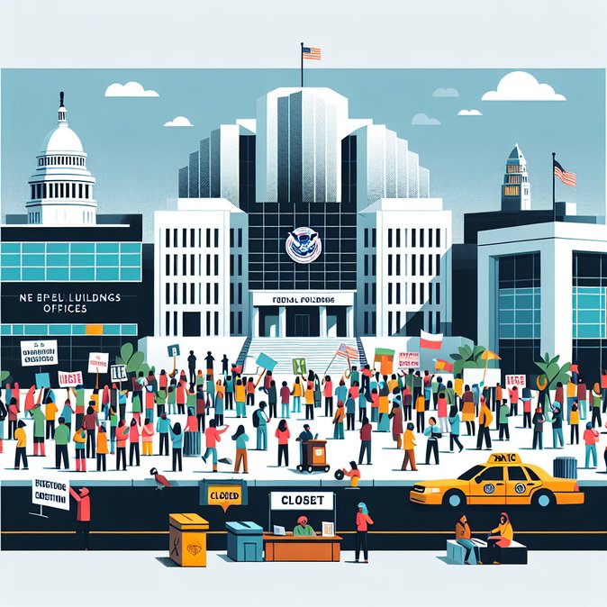 Protestas nacionales de ‘No Kings’ paralizan el tráfico en el centro y el acceso a edificios federales, incluidas las oficinas de USCIS