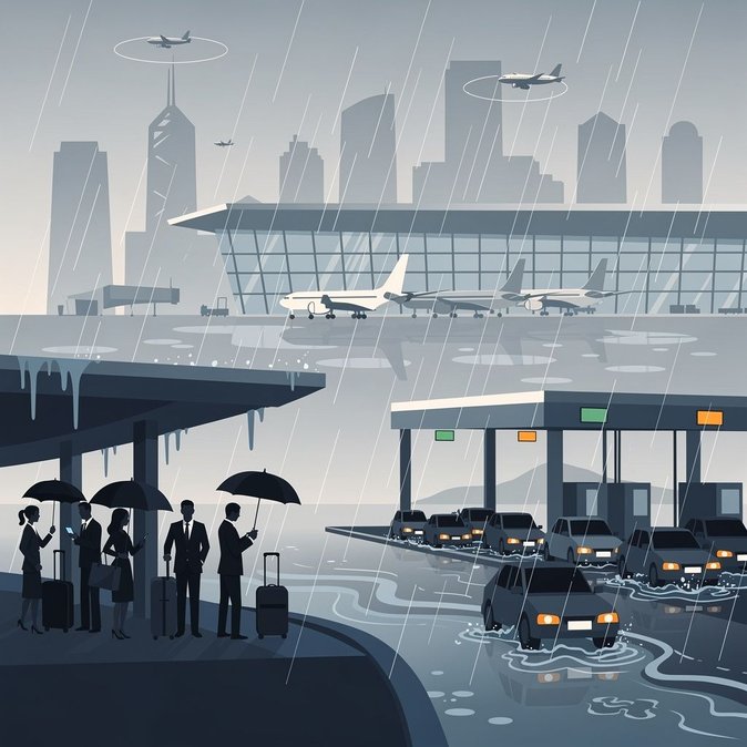 Tormenta de lluvia ámbar provoca retrasos en vuelos y trastornos en el transporte en toda Hong Kong