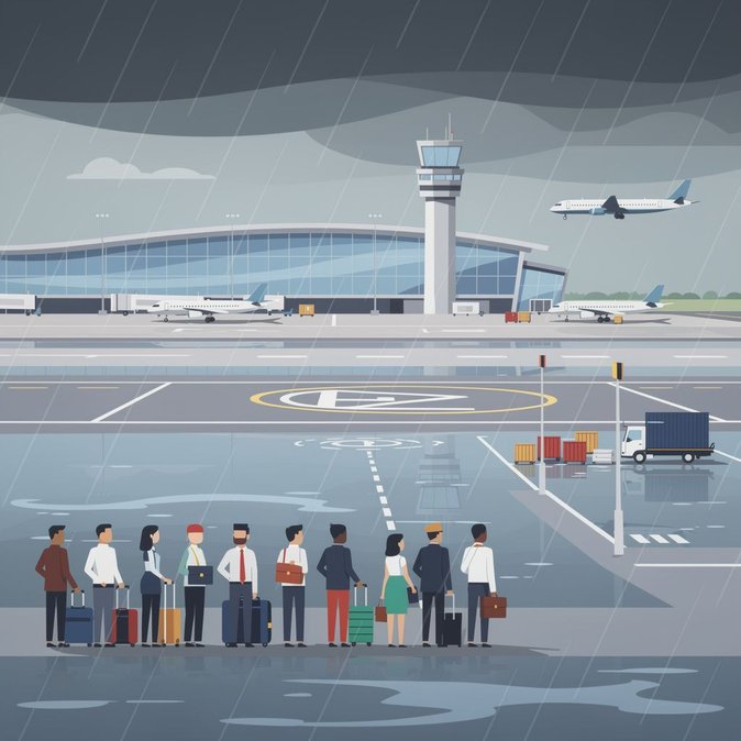 Torrential Rain Grounds Over 20 Flights at Chennai International Airport