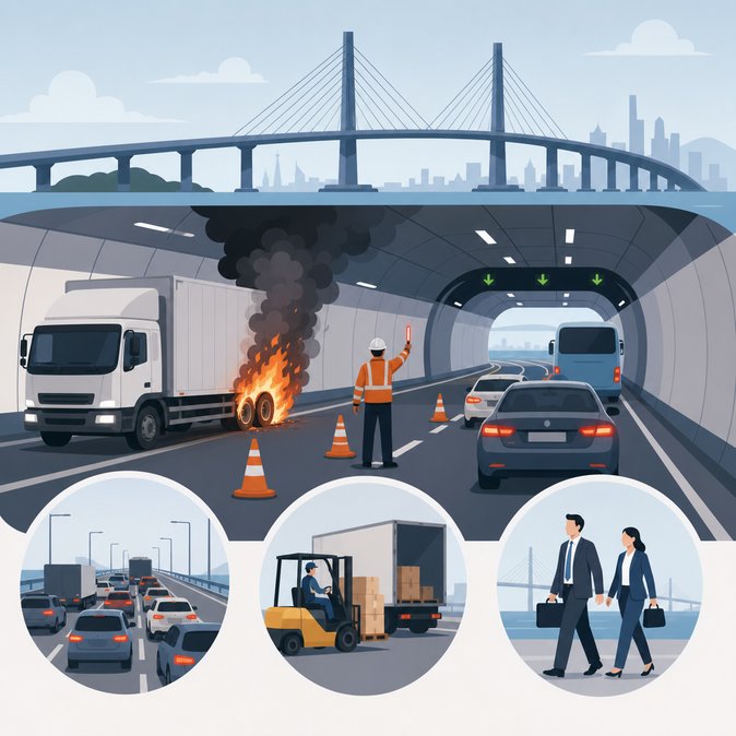Un incendie de véhicule ferme brièvement le tunnel du pont Hong Kong–Zhuhai–Macau, provoquant d’importants embouteillages transfrontaliers