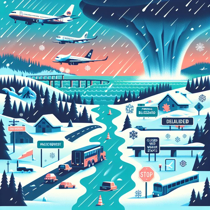 Atmospheric River and Midwest Blizzard Disrupt U.S. Holiday Travel, Prompting Road and Flight Advisories