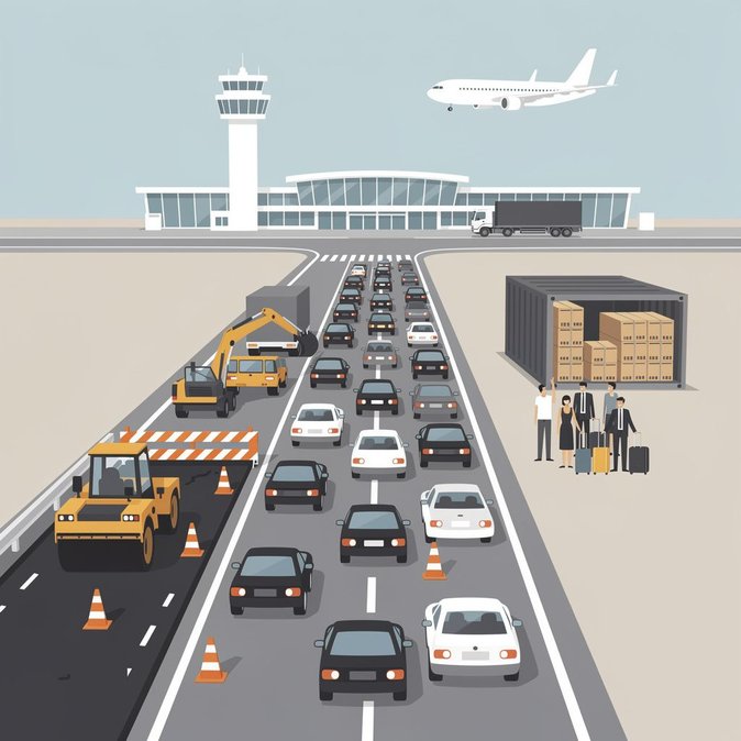 Grandes obras en la salida de la E19 amenazan el acceso al aeropuerto hasta septiembre