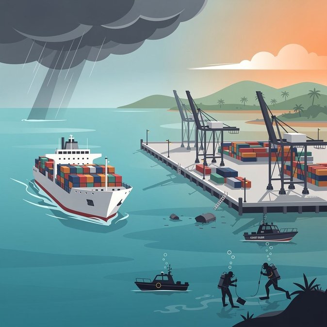 Puerto de Saipán reabre tras el tifón mientras la Guardia Costera despeja peligros en los canales de las Marianas