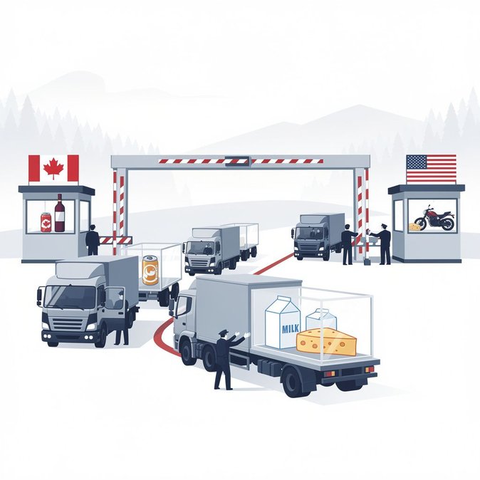 CBP begins enforcing presidential ban on select Canadian alcohol, dairy and motorcycle imports