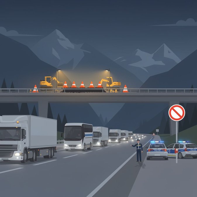 Night-time HGV ban on Tyrol’s Luegbrücke to be enforced with police checkpoints