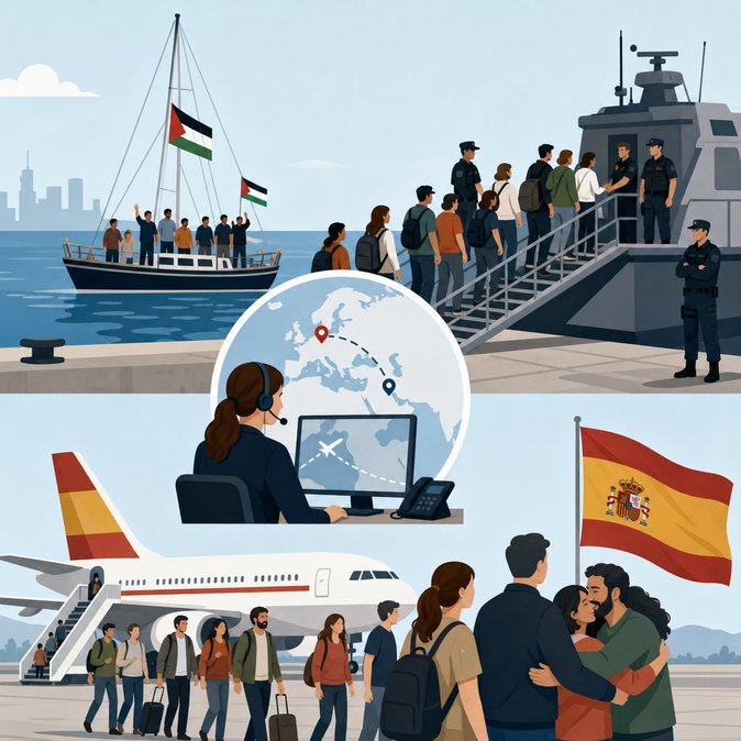 Spain Secures Repatriation of 44 Citizens Detained in Gaza-Bound Flotilla