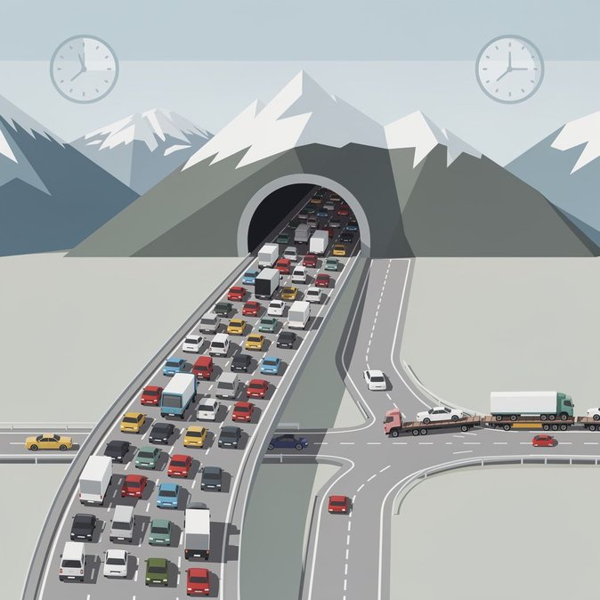 Holiday Get-away triggers 18-kilometre tailback at Gotthard Tunnel