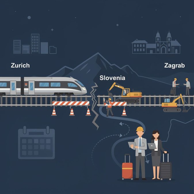 EuroNight Zurich–Zagreb suspended for three weeks as track works begin in Slovenia