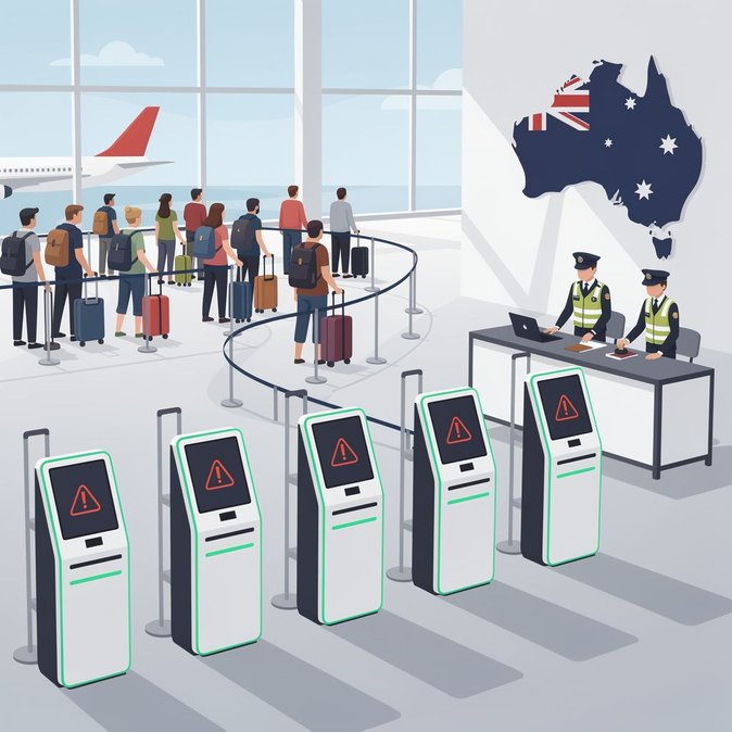 14-hour e-gate outage forces manual passport checks at three major Australian airports