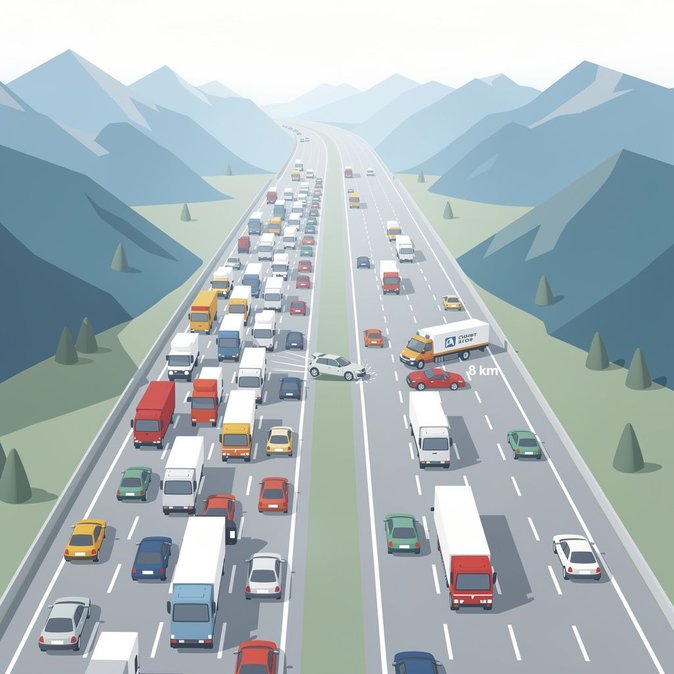 Eight-kilometre queue on A22 Brennero after accident snarls Italy–Austria freight corridor