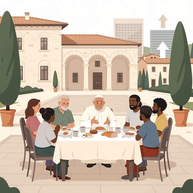 Pope hosts refugees for lunch at Castel Gandolfo in symbolic integration gesture