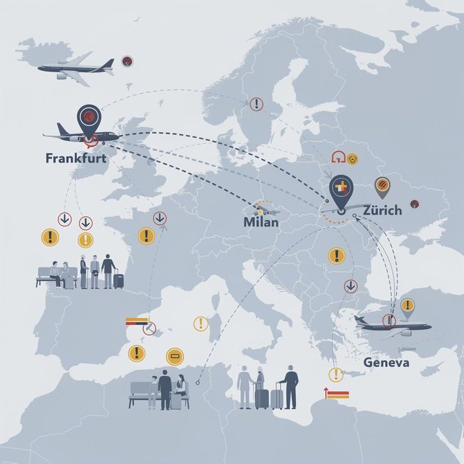 Caos en vuelos 295 en Frankfurt y Milán afecta también itinerarios en Suiza