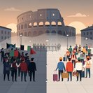 Manifestación a favor de la ‘remigración’ y contramanifestaciones inundan las calles de Roma