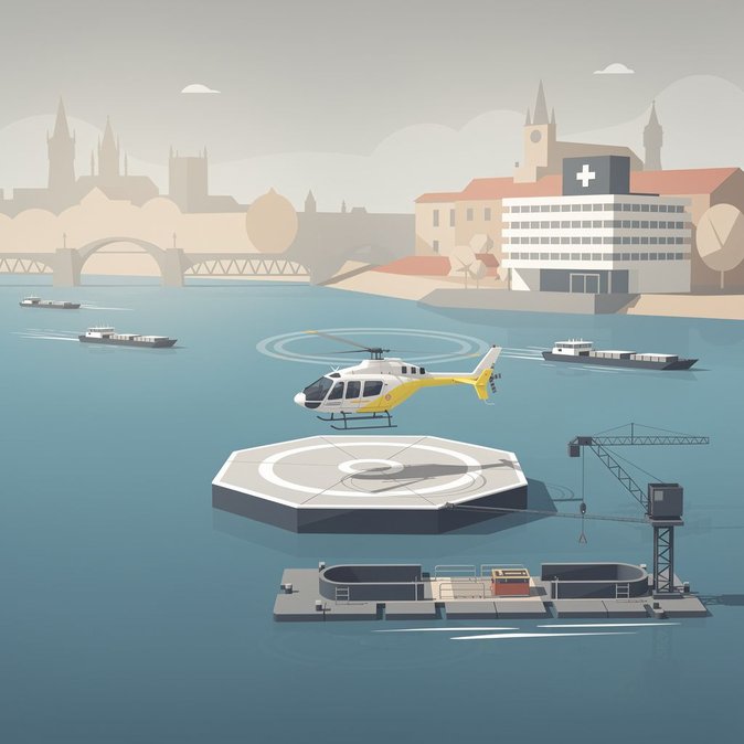 Praga adjudica contrato para el primer helipuerto flotante, prometiendo acceso aéreo médico 24/7 a partir de 2027