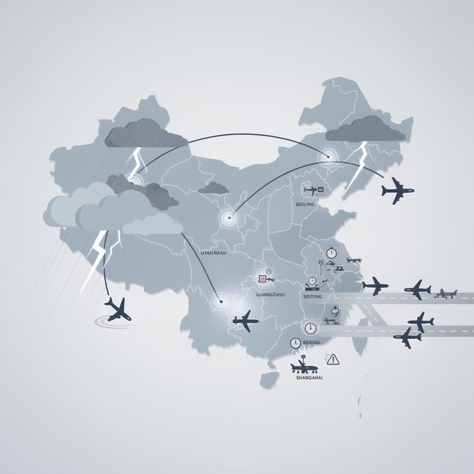 Orages Torrentielles Paralysent le Réseau Aérien Chinois : 2 396 Retards et 226 Annulations en Une Seule Journée